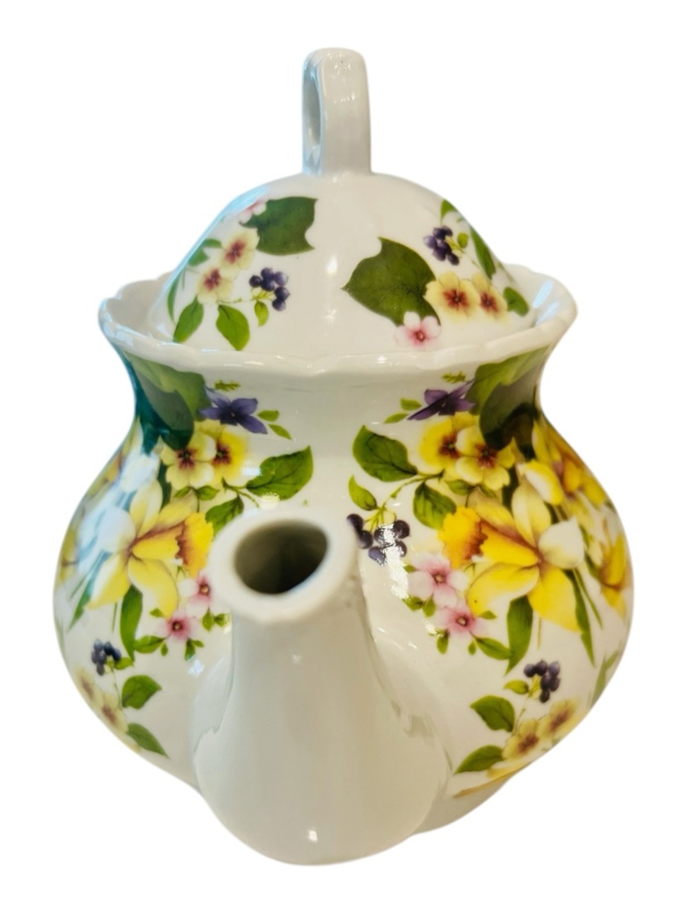 Vintage Sadler England Yellow Daffodil Floral Porcelain Teapot Spring Bouquet - Picture 4 of 5